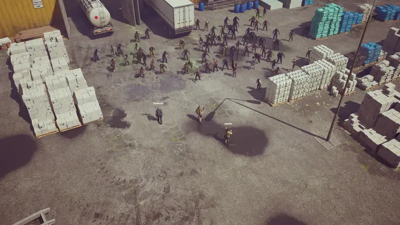 A horde in a warehouse yard